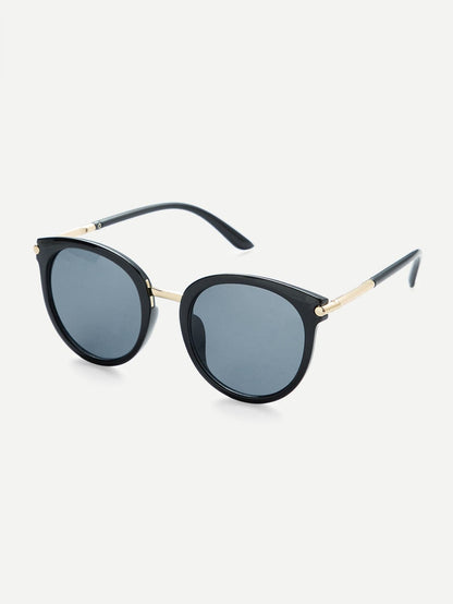 Two Tone Frame Flat Lens Sunglasses