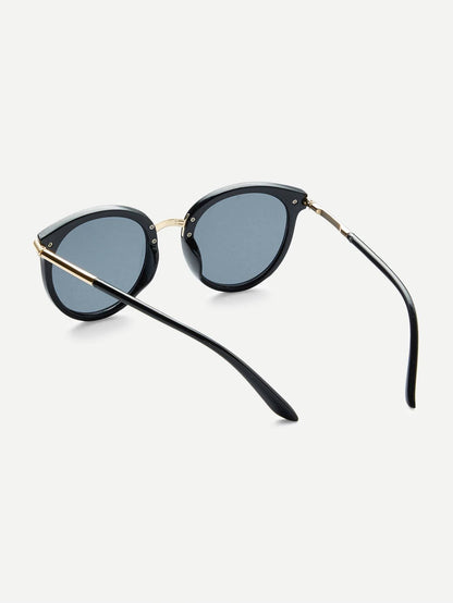 Two Tone Frame Flat Lens Sunglasses