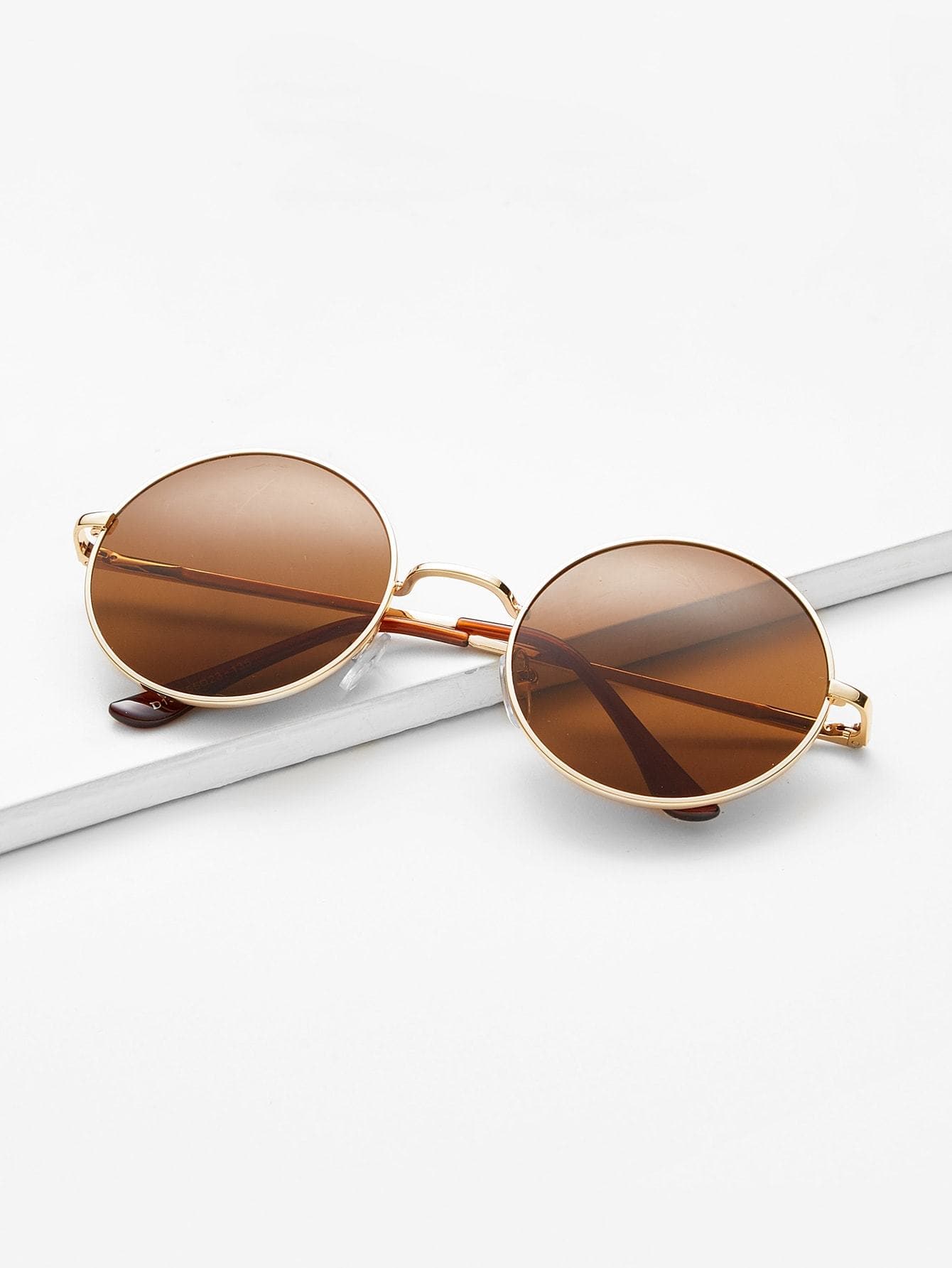 Gold Frame Brown Round Lens Sunglasses