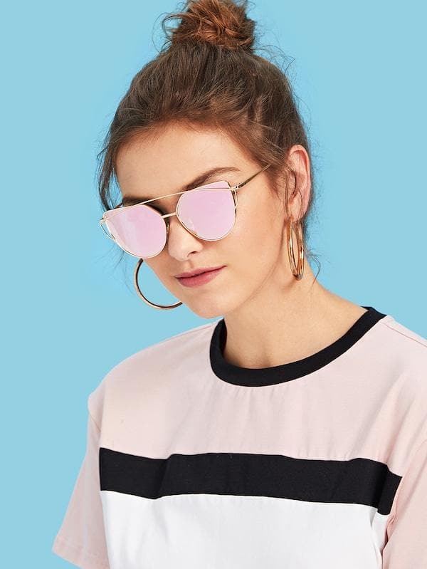 Metal Frame Cat Eye Gold Sunglasses