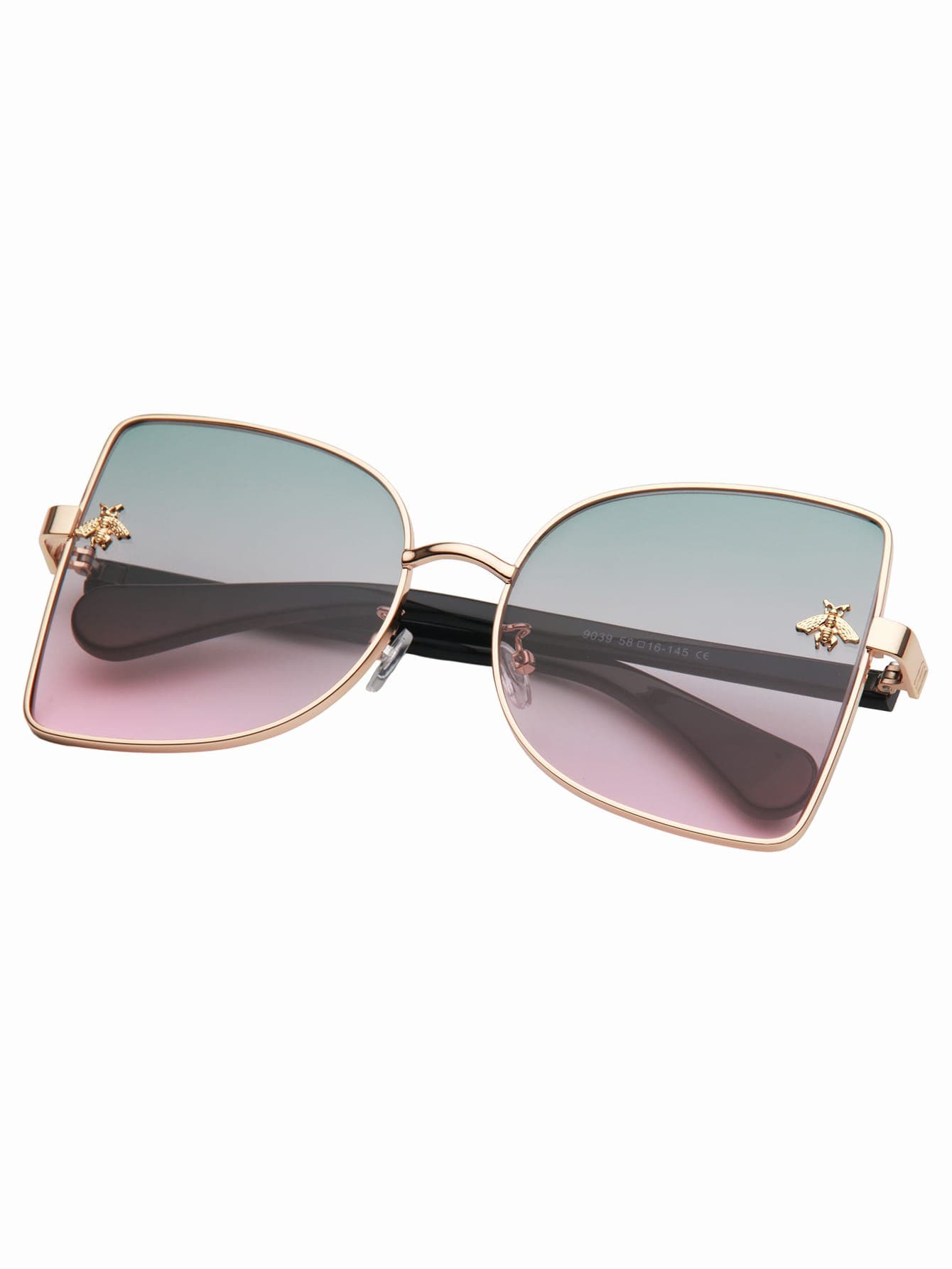 Multicolor Ombre Lens Metal Frame Sunglasses