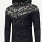 Drawstring Zipper Long Sleeve Camo Print Hooded Sweatshirt
