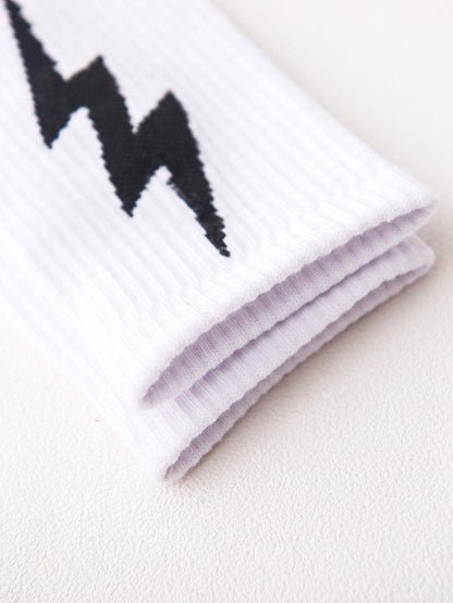 White Lightning Print Socks 1pair