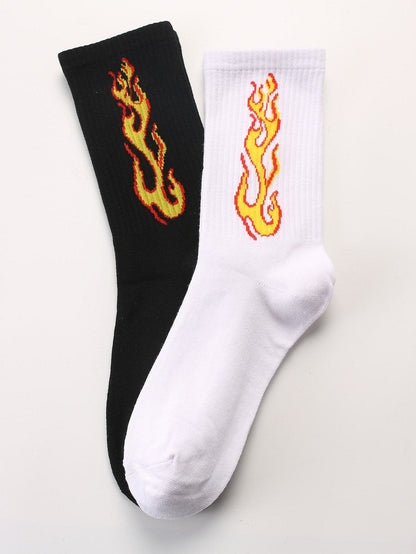 Flame Print Socks 2pairs