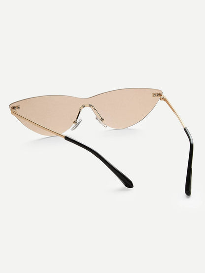 Brown Rimless Tinted Lens Sunglasses