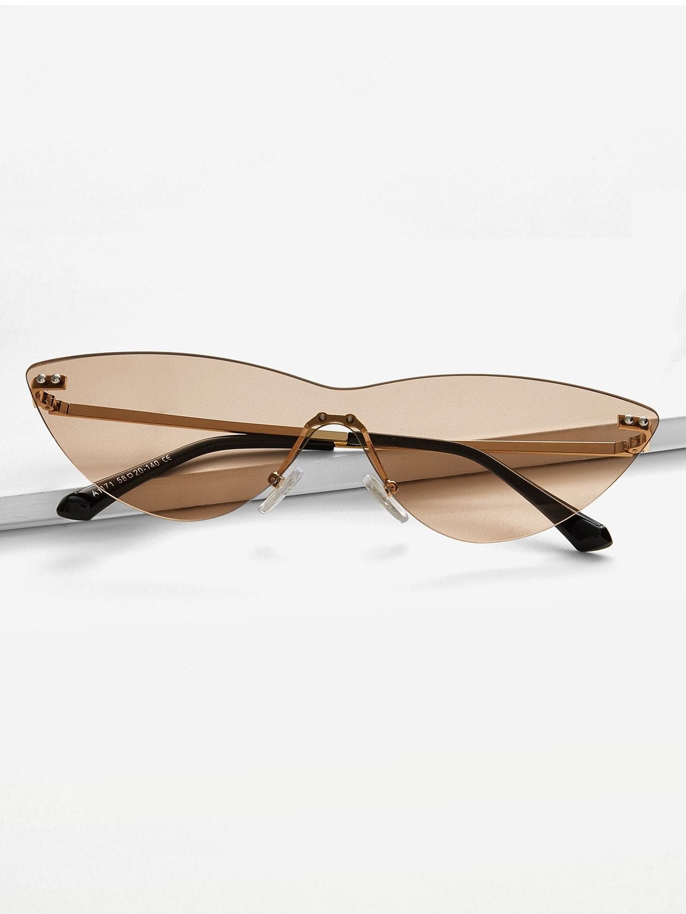 Brown Rimless Tinted Lens Sunglasses