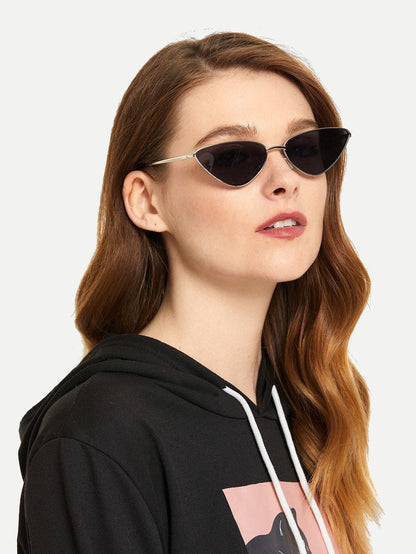 Black Metal Frame Cat Eye Sunglasses