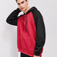 Cotton Contrast Raglan Sleeve Hooded Sweatshirt Pullover