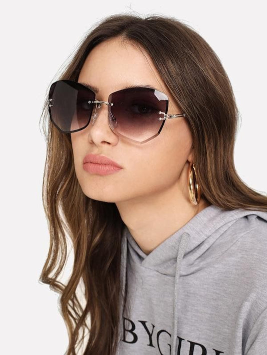 Brown Rimless Ombre Sunglasses