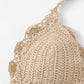 Scalloped Trim Crochet Halter Top With Tie Side Bikini Swimwear