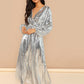 Silver Wrap Front Sequin Dress