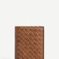 PU Leather Brown Braided Detail Card Holder