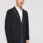 Black Notched Collar Single Button Contrast Piping Blazer