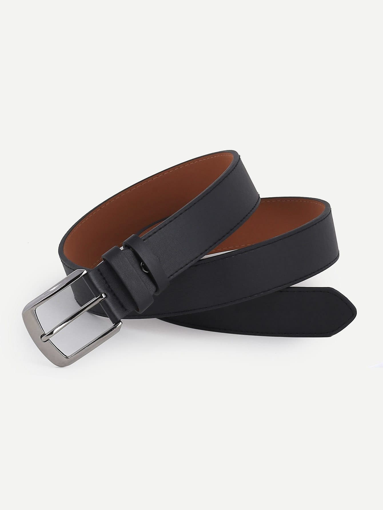 Black Plain Metal Buckle Belt