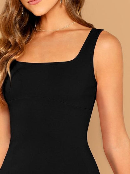 Sleeveless Square Neck Fit & Flare Dress