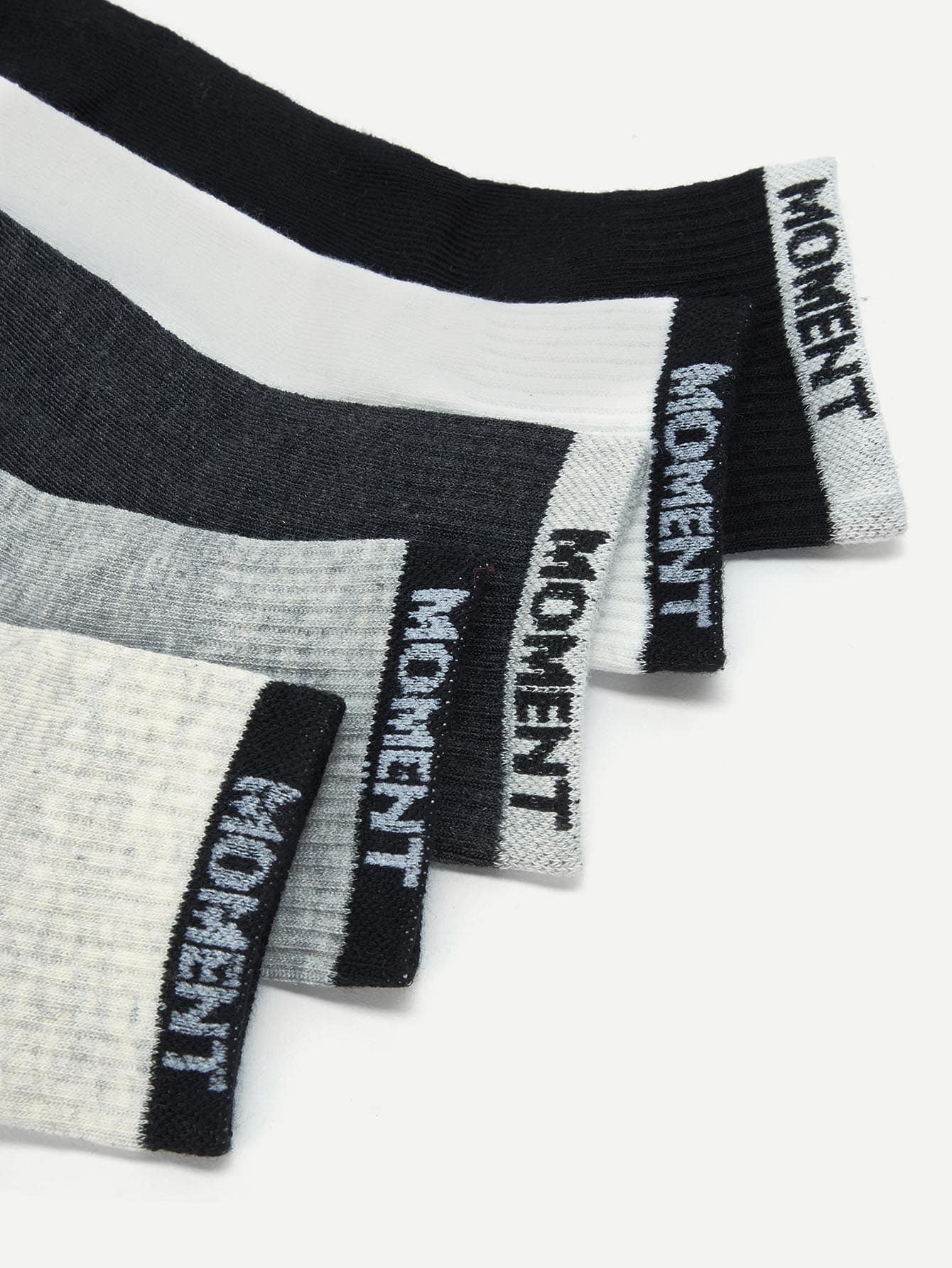 Letter Hem Socks 5pairs