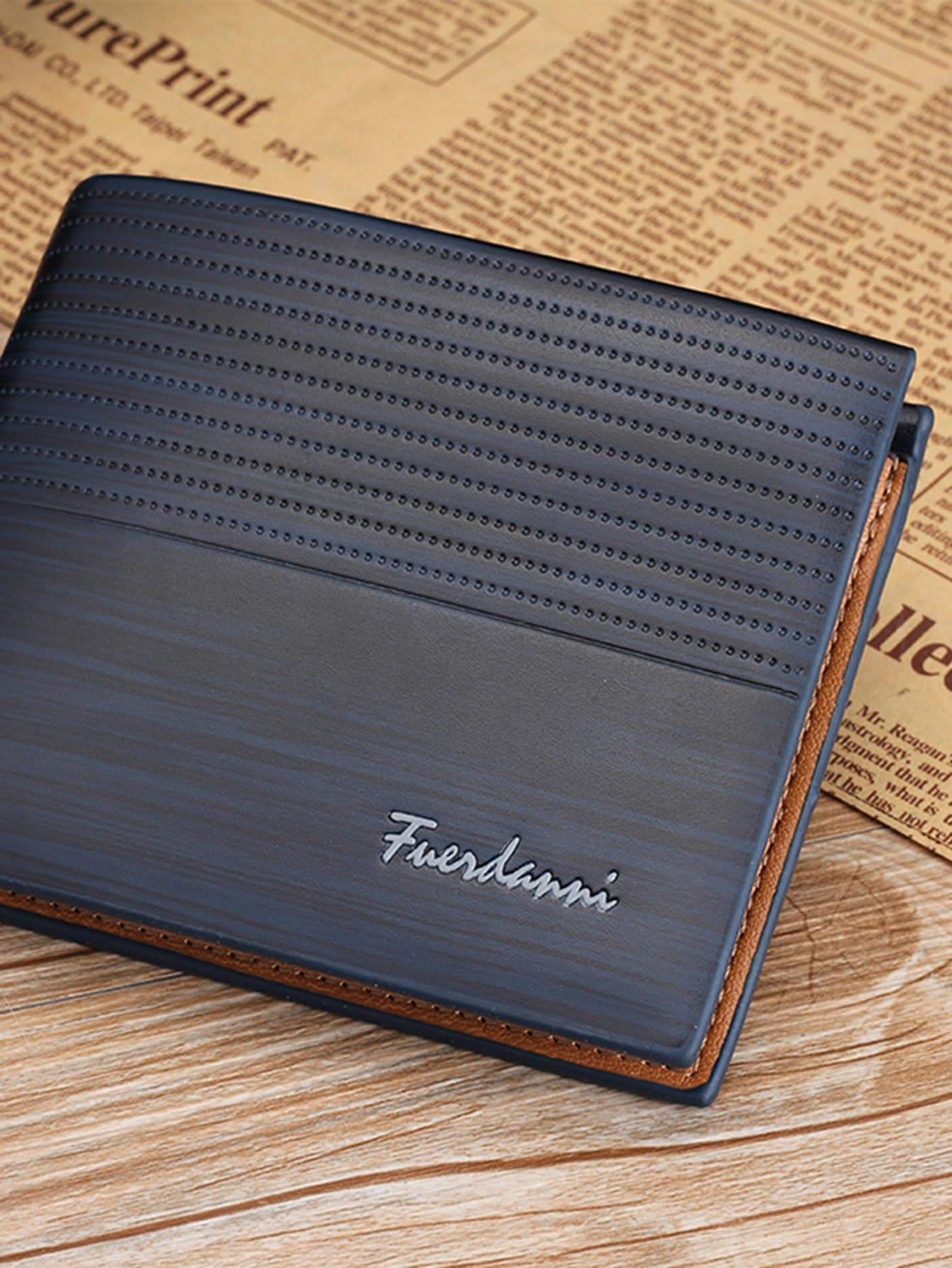 PU Leather Navy Fold Over Wallet