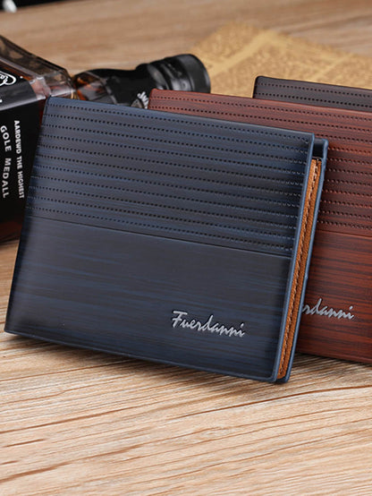 PU Leather Navy Fold Over Wallet