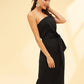 Black Sleeveless Knot Front Split Surplice Wrap Tube Dress