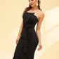 Black Sleeveless Knot Front Split Surplice Wrap Tube Dress