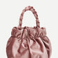 Pink Double Handle Plain Ruched Detail Velvet Bag