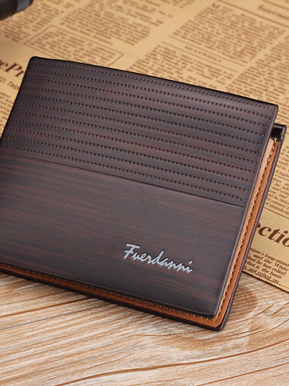 Coffee PU Leather Fold Over Wallet