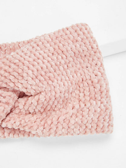 Polyester Pink Chenille Twist Headband