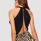 Backless Wrap Halter Crop Top