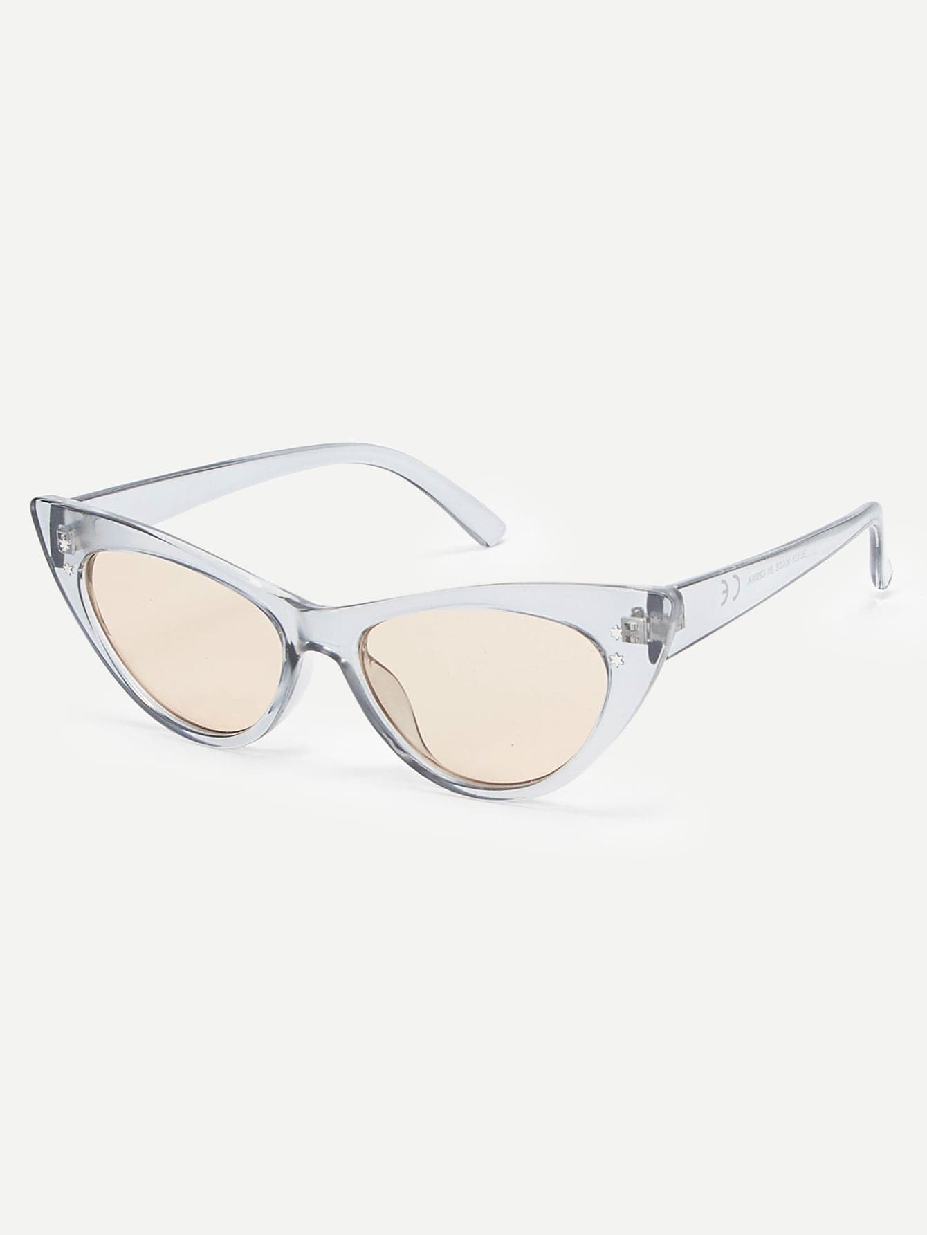 Transparent Frame Tinted Lens Cat Eye Sunglasses