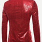 Regular Fit Notched Collar Contrast Placket Single Button Sequin Blazer