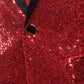 Regular Fit Notched Collar Contrast Placket Single Button Sequin Blazer