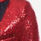 Regular Fit Notched Collar Contrast Placket Single Button Sequin Blazer