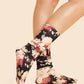 Multicolor Polyester Floral Print Socks 1pair