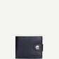 Pu Leather Black Magnetic Button Fold Over Wallet
