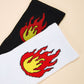 Black and White Cotton Flame Pattern Ankle Socks 2pairs