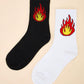 Black and White Cotton Flame Pattern Ankle Socks 2pairs