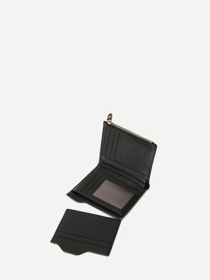 Black Fold Over PU Wallet