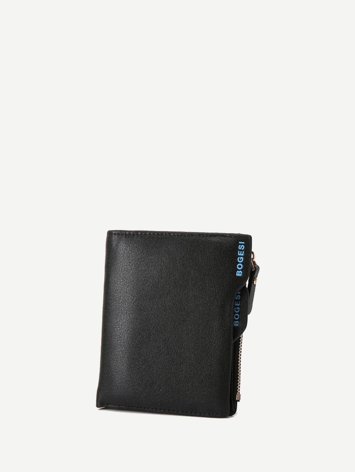 Black Fold Over PU Wallet
