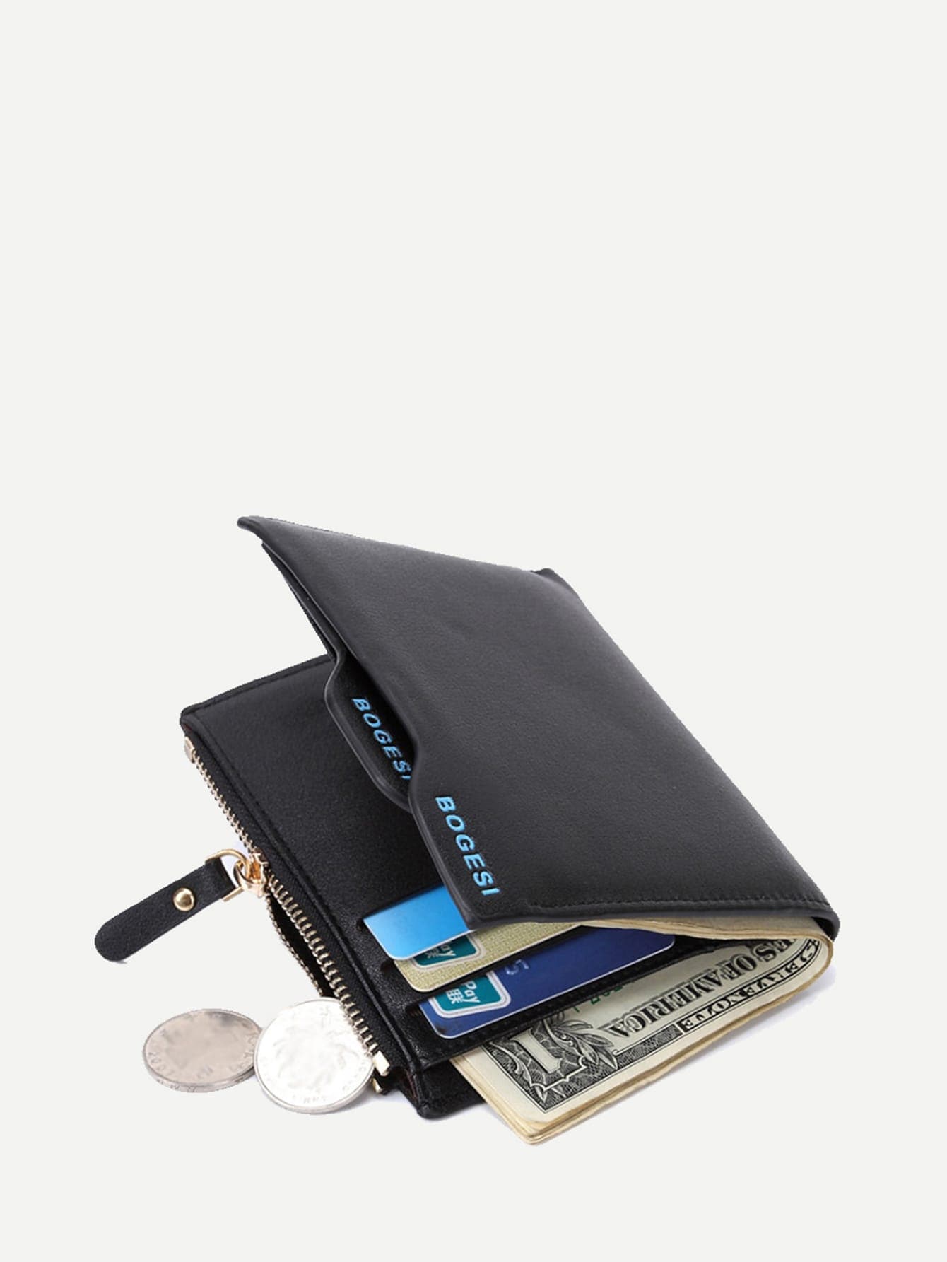 Black Fold Over PU Wallet