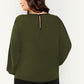 Polyester Round Neck Long Sleeve Plus Contrast Binding Top