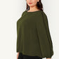 Polyester Round Neck Long Sleeve Plus Contrast Binding Top
