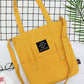 Yellow Slogan Patch Canvas Tote Bag