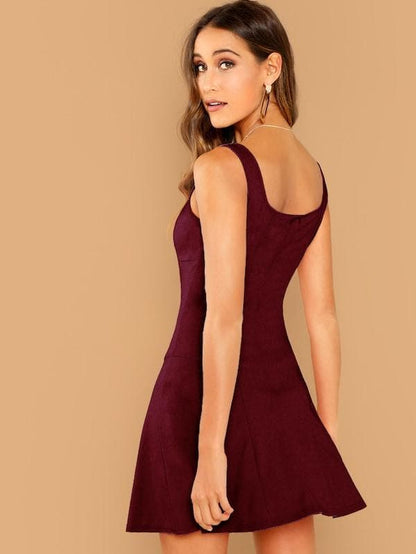 Sleeveless Square Neck Fit & Flare Dress