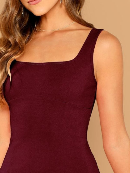 Sleeveless Square Neck Fit & Flare Dress
