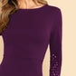 Purple Zip Back Cut-out Detail Pencil Dress