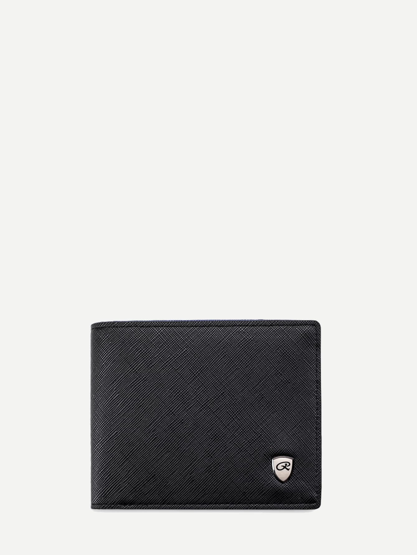 PU Leather Black Fold Over Wallet With Card Slot
