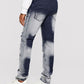 Tapered Opera Embroidery Patch Sleek Moto Jeans