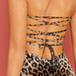 Sleeveless Strapless Tied Back Leopard Print Tube Dress
