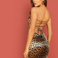 Sleeveless Strapless Tied Back Leopard Print Tube Dress