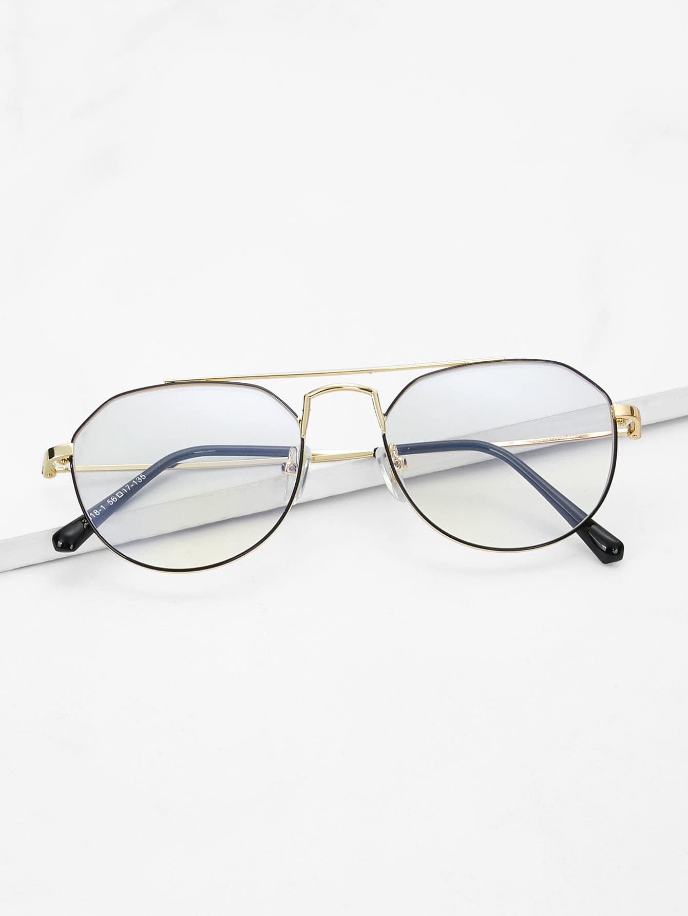 Gold Top Bar Metal Frame Glasses